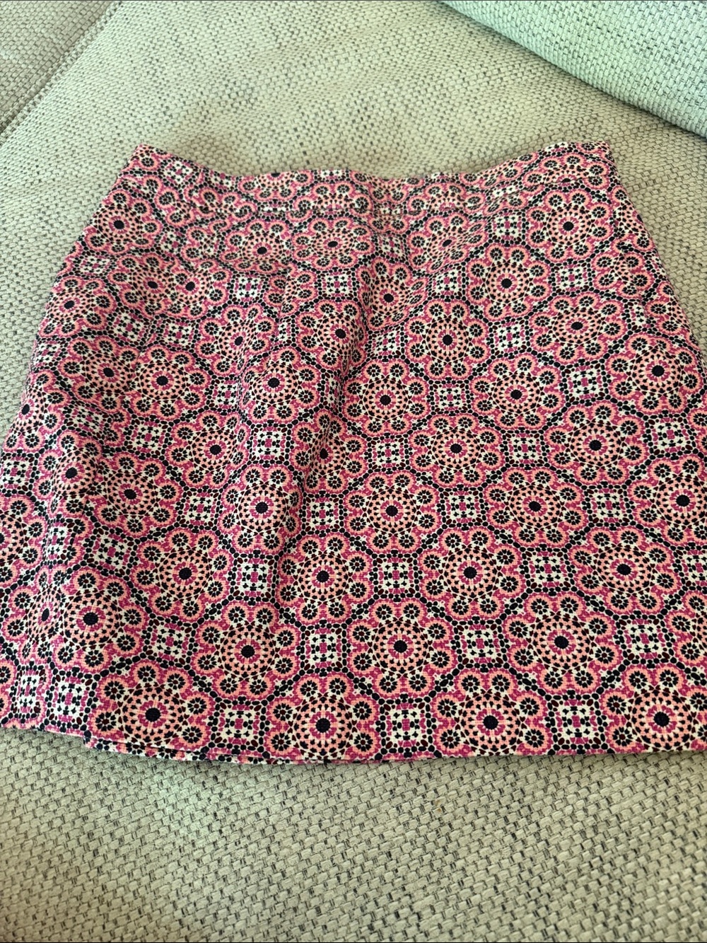 J. Crew Pink and Black Geo-Print Mini Skirt
